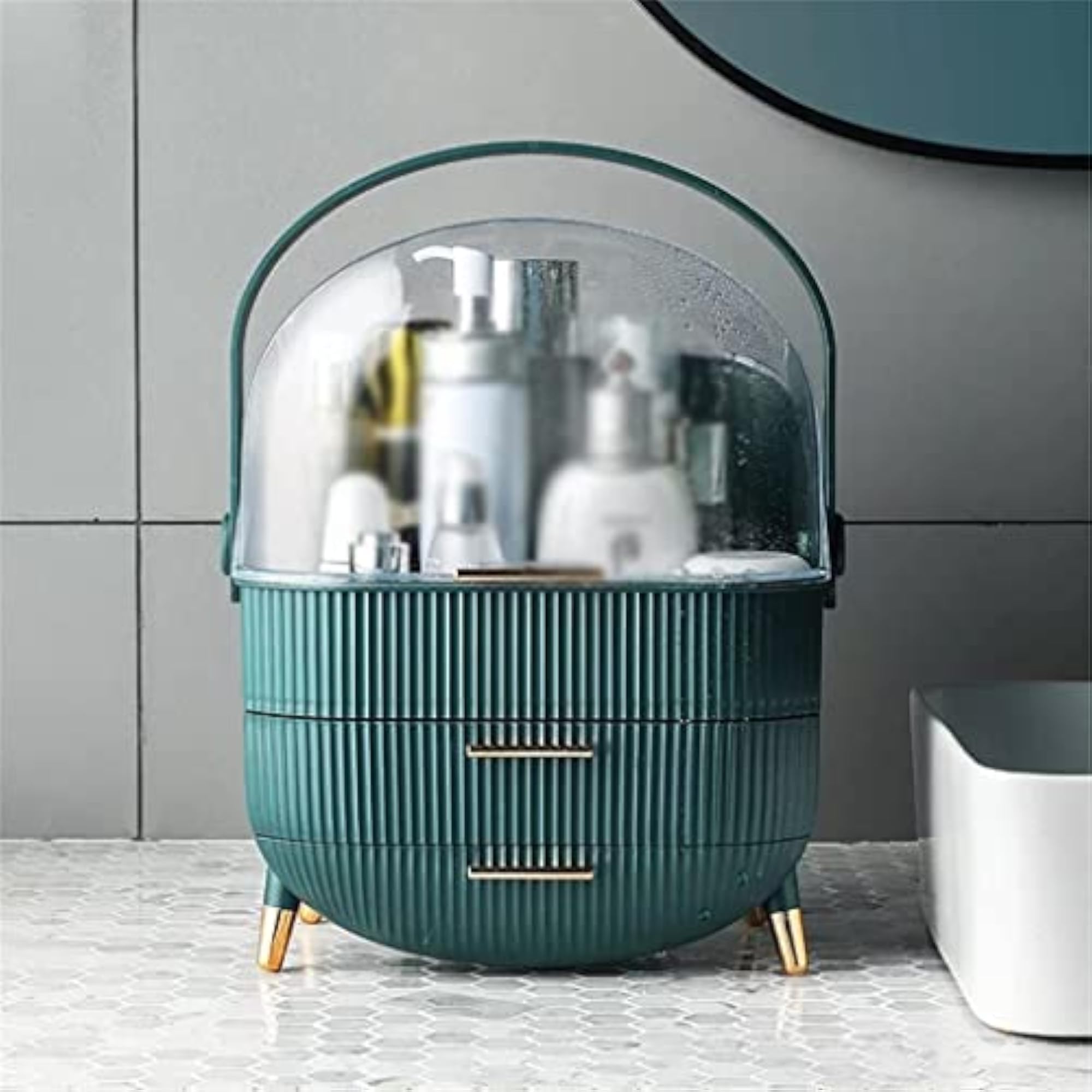 3-Layer Skincare and Cosmetics Storage Box, Green