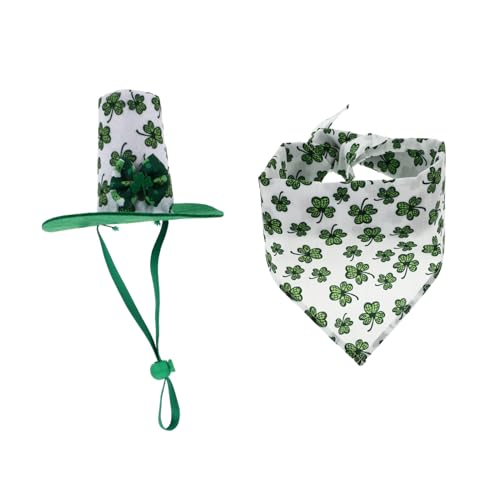 SEWACC 1 セット ペット帽子スカーフ よだれかけ 猫のおもちゃ 猫ネッカチーフ 猫の車輪 小さなペット用品 猫の洞窟 パーティーの帽子 愛らしい猫の 綿ポリエステル Green