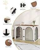 Hzuaneri Hundekäfig Möbel, 108 cm Hundebox für Zuhause, 3 Türen, Bogentür, Moderne Hundebox Indoor für Hunde, Beistelltisch, Hundekäfig Hochbelastbar, 108 x 64 x 76 cm, Weiß Braun DFC86014B