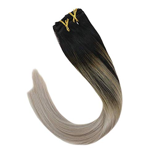 image for Sunny Hair Sunny Grey Ombre Clip in Extensions 14 Inch Grey Clip in Ha