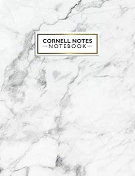 Paperback Cornell Notes Notebook: Pretty Cornell Note Paper Journal. Nifty Large College Ruled Medium Lined Note Taking System for School and University - White Grey Marble & Gold Book