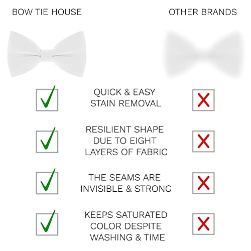 Bow Tie House Classic Pre-Tied Soft Crape Bow Tie for Wedding Formal Events Solid Tuxedo for Adults & Children3