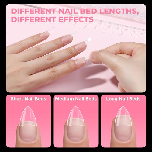 Image of UNA GELLA Almond Shape Nail Tips Short: 504pcs Half Cover Almond Gel Nails Tips Matte Clear Fake Nails Self-handle for Nail Extension DIY Nail Salon for Her, 12Sizes