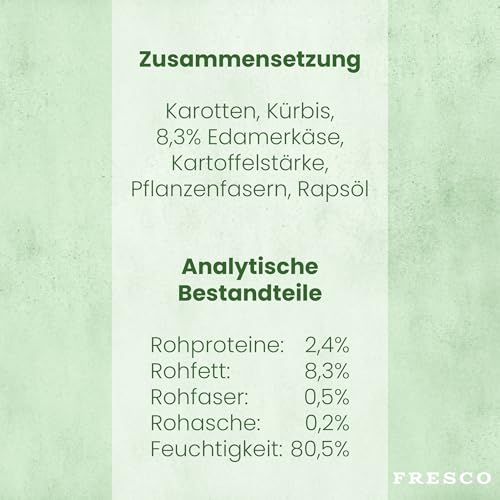 FRESCO Dog Fein Gemacht! Käsecreme Hunde Tube | Vegetarisch mit Edamer, frischen Karotten & Kürbis | Premium Hundeleckerli getreidefrei | 9 x 75g | Aus Deutschland