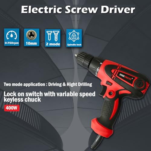 Image of Inditrust 500W Electric Screwdriver Drill Machine WITH 6 MONTHS WARRANTY 100% Copper Winding LED LIGHT system 10mm (Left /Right rotation with Variable Speed)