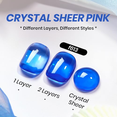 Image of Beetles Blue Gel Nail Polish, 15ML Deep Blue Jelly Gel Polish Sheer Translucent Effect Neutral Nail Polish Soak Off UV Abyssal Secrets Series French Nail Art Manicure Salon Gift for Women