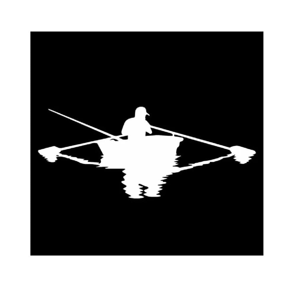 Fishing Man in Boat Silhouette Vinyl Sticker Waterproof Decal for Car Window Bumper Decor(White)