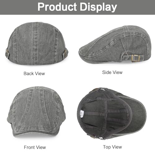 Image of 3Pcs Men's Newsboy Caps Cotton Cooling Hat Adjustable Flat Cap for Men