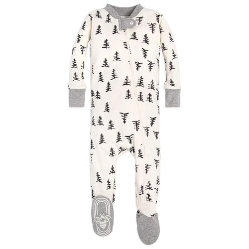Burt's Bees Baby Baby Boys Pajamas, Zip-front Non-slip Footed Pjs, Organic Cotton and Toddler Sleepers, Trees, 12 Months US