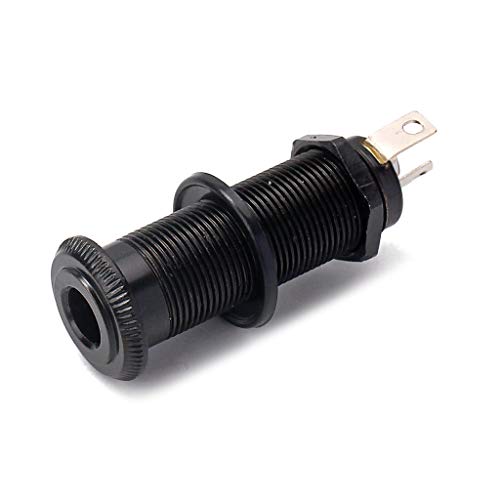 Ogdni Electric Guitar Bass 1/4Inch Barrel Jack Cylinder Input/Output Mono Active Long Threaded Jack Socket Guitar Parts & Accessories (black)