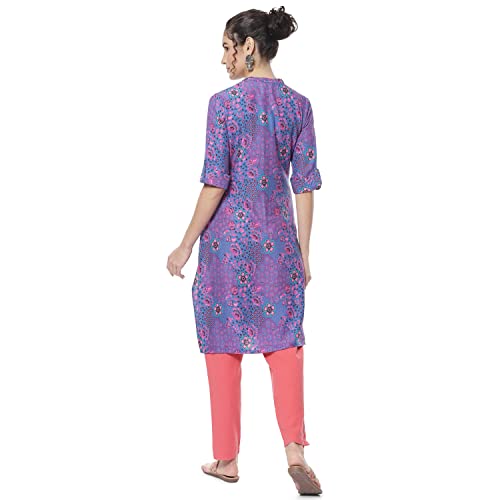 Image of Rangriti Purple Liva Straight Kurta for Women