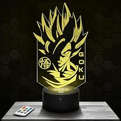 Lampara Bebe Goku Lámpara de mesilla de noche, luz nocturna táctil Manga Son Goku lámpara LED ilusión 3D, idea de regalo para niños y niñas, Navidad, lámpara de mesilla de noche para niños o adultos. TOP