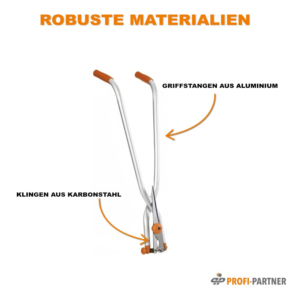 Multiwinkel-Heckenschere 90 cm, 180° Kopf, ultraleicht | Gartenschere, Astschere, Rasenschere, für hohe Hecken & bodennahe Pflanzen, kraftsparend