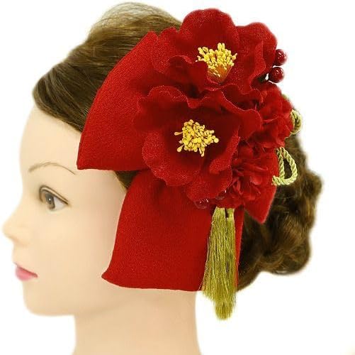 髪飾り リボン 卒業式 袴 成人式 赤 振袖 前撮り 花 芙蓉 椿 南天 ゴールド 房 房付き 組紐 和柄 かんざし おしゃれ かわ