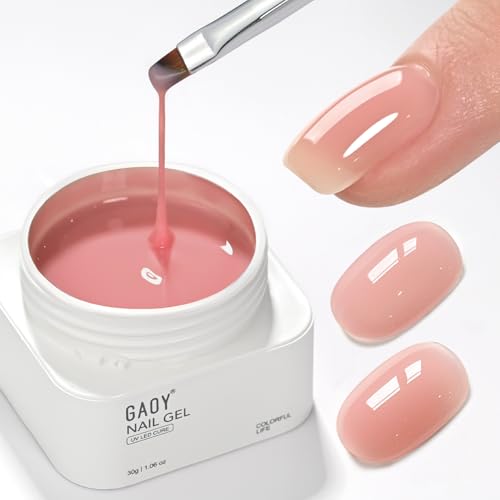 GAOY Colored Nail Builder Base 30g with a Brush, 4-in-1, Sea Pink...