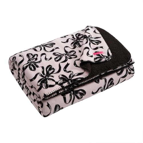 Image of Betsey Johnson - King Size Blanket, Soft Plush Bedding with Cozy Sherpa Reverse, Blanket for Couch or Bed, Lightweight for All Seasons (Ballet Bows Black)