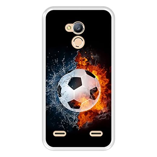 Hapdey Funda Transparente para ZTE Blade V7 Lite, Fuego y Agua, balón de Futbol, Carcasa Silicona Flexible TPU