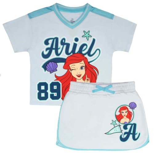 Image of Disney Princess, Lilo and Stitch, Minnie Mouse, Moana and Frozen Girls 2-Piece Sets - Short Sleeve T-Shirt and Skort for Kids
