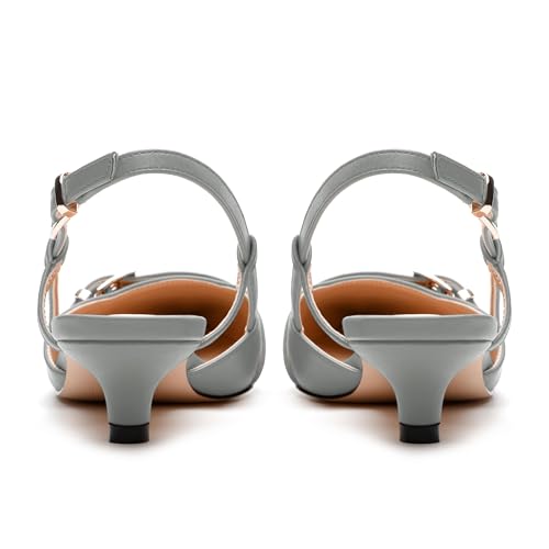 Women's Slingback Pumps, Pointed Toe Kitten Heel Pumps, Fashion Buckle Solid Matte Pump for Daily Office Dating Party4