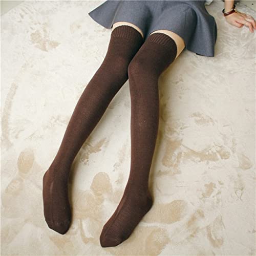 Frauen Lange Strümpfe Winter Soft Cable Knit über dem Knie Langen Stiefel Oberschenkel hoch warm dicken Strumpf   braun Cover