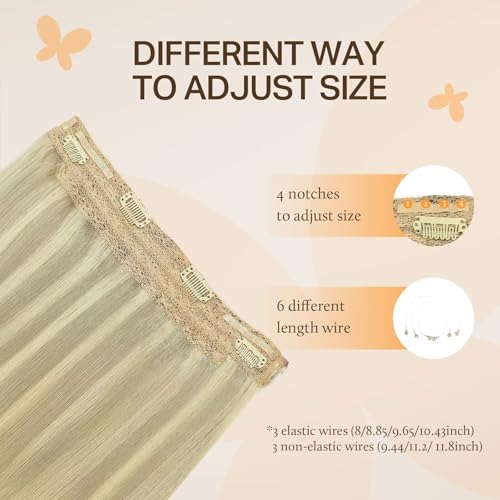 Image of DOORES Wire Hair Extensions, 12 Inch 70g Fish Line Weft Extensions and 2pcs 30g Clip ins Ash Blonde to Golden Blonde and Platinum Blonde, 100g Invisible Seamless Wire Real Human Hairpiece