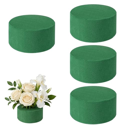 ChAusa 4 Pièces Rond Mousse Florale, Mousse Verte Fleuriste de Bouquet, Bloc Vert pour Fleurs Artificielles pour Arts Créatifs Composition Florale Mariage...
