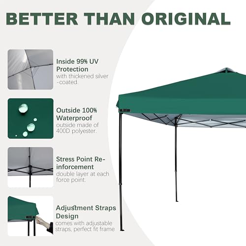JANCANOPY 12x12 Canopy Replacement Top with Air Vent Silver Coated for Straight Leg Canopy Frame, (Forest Green) by JANCANOPY - Used condition - Image 3