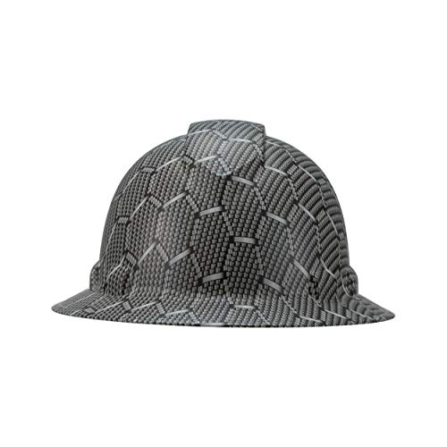 Full Brim Pyramex Hard Hat, Hexagon Carbon fiber Design Safety Helmet 6pt, By Acerpal