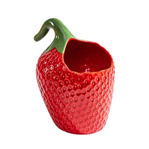 HAN SHENG Decorative Ceramic Strawberry Utensil Holder - Cute Kitchen Countertop Organizer for Spoons, Forks & Cooking Tools, Durable Flatware Storage, Stylish Home Decor Gift Idea