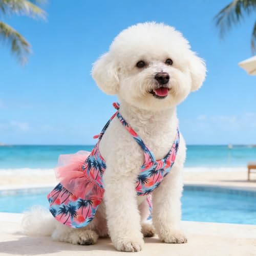 Image of CuteBone One Piece Dog Bikini Swimsuit Dress - Puppy Bathing Suit Costume for Small Dogs - Comfortable & Stylish Pet Clothes for Summer Pool, Beach & Play LTDB16S