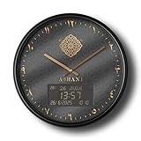 ADHANI – Orologio Adhan Moderno – Chiamata alla preghiera automatica – Numeri indiani (nero)