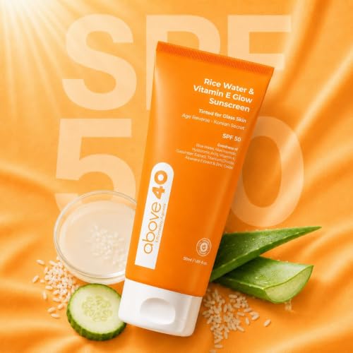 Image of Tinted Sunscreen SPF 50 PA++++ Korean Glow Sunblock with Niacinamide & Hyaluronic Acid, No White Cast, UVA & UVB Protection, For Men & Women, All Skin Types, 50ml
