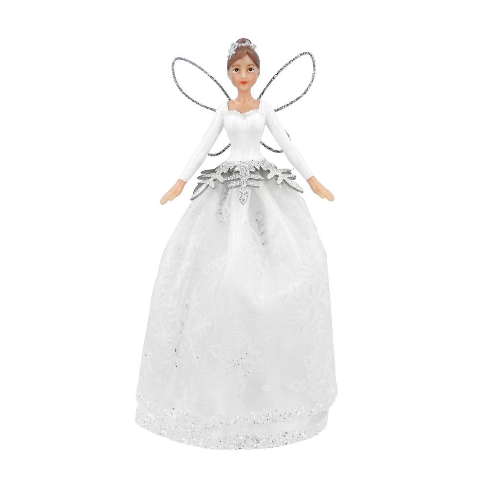 Gisela Graham White & Silver Fairy Christmas Tree Topper