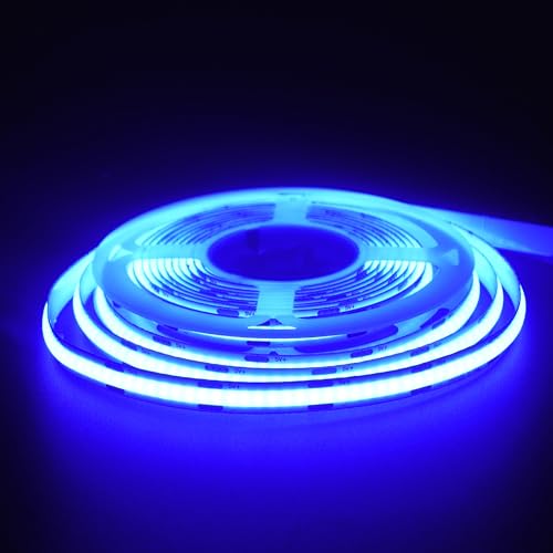 Image of 5V 8mm Width USB COB LED Strip Lights,Blue,320LEDs /M,8W /M,CRI90,16.4FT /5M,Electroplated Double-Sided Panel Light Strip,Waterproof IP20,Flexible Strip for Indoor Decoration