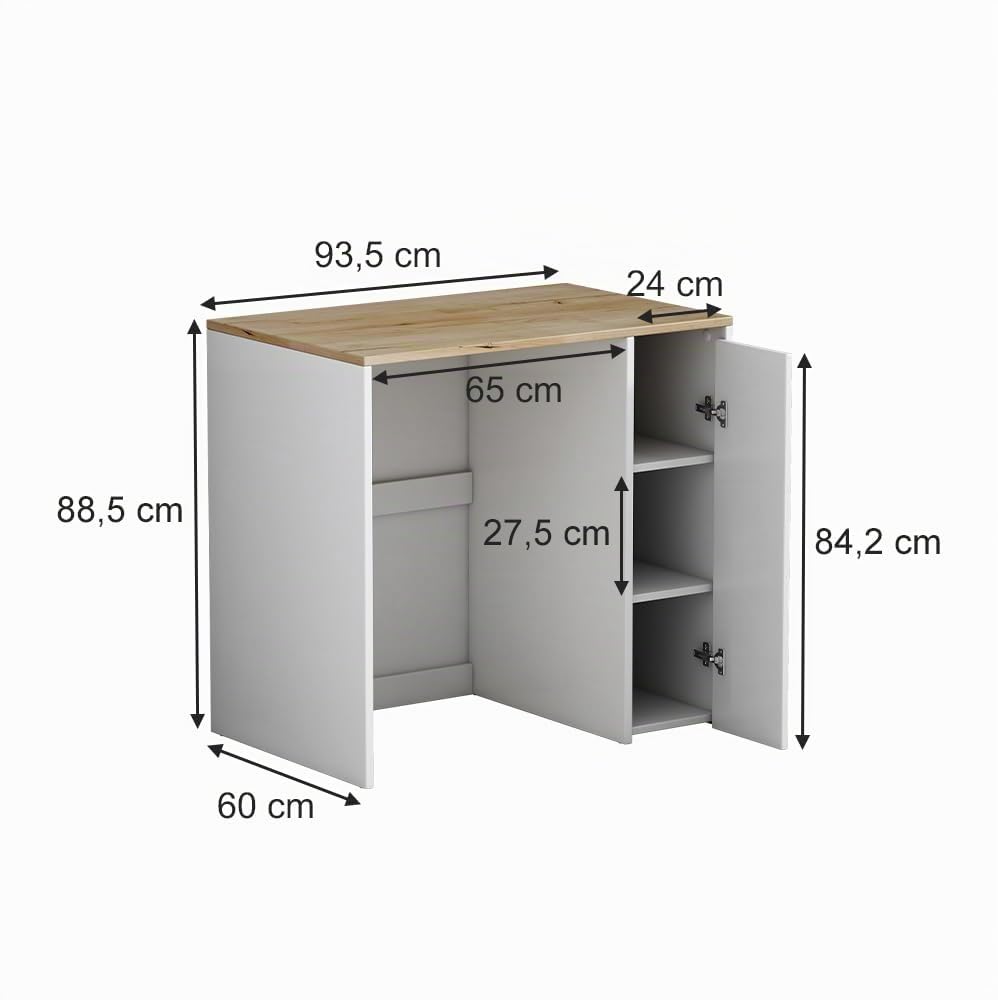 Vicco Armario para Lavadora Lavik, Blanco, 93.5 x 88.5 cm