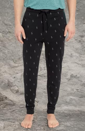 Image of POLO RALPH LAUREN Men's Pony Player Print Classic Pajama Pant, PK04RL, Polo Black /Grey, M