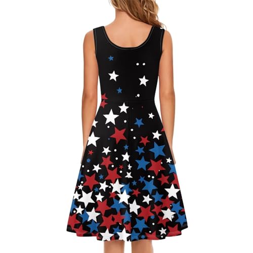 Image of Women Stylish Tank Dresses Sleeveless Round Neck Midi Casual Dress with Pocket for Summer