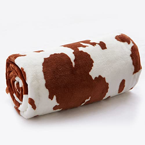 Mast Doo Cow Print Throw Blanket, Super Soft Fleece Plush Blanket For Baby Toddler Kid, Brown And White Skin Friendly Bed Blanket Suitable For All Season 40X50 Inch #TOP5