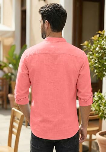 Image of Zombom Men's Cotton Polyester Blend Mandarin Collar Self One Design Printed Full Sleeve Regular Fit Casual Short Kurta