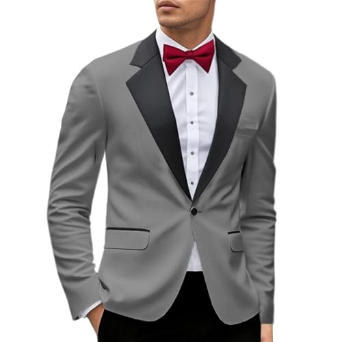 Generisch Sakko Slim Fit Blazer para hombre, chaqueta de traje formal de negocios, elegante para bodas, esmoquin, manga larga, ligera, informal, abrigo de traje, moderno, deportivo, uniforme con un