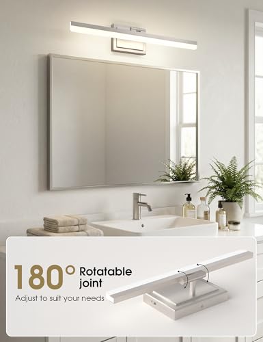 Image of VOLISUN Modern Bathroom Vanity Light 24 inch, Rotatable, 24W Dimmable 5CCT Led Bathroom Light Fixture Over Mirror, Brushed Nickel Bar Vanity Light for Bathrooms Mirror Restroom-ETL Certificated