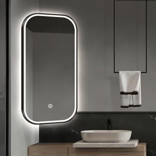 Miroir d'angle LED pivotant rectangulaire mural à cadre métal - 2