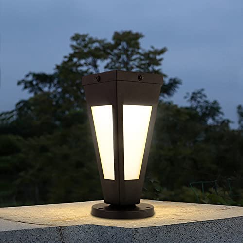 Boajuna 2 Pack Outdoor Solar Post Light, Modern Led Fence Deck Cap Light Lantern Column Lamp For Flat Surface Patio Garden Decoration With Ip65 Waterproof #TOP5