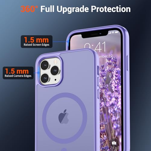 Image of SUPFINE Magnetic for iPhone 11 Pro Max Case Purple | (Compatible with MagSafe)(Military Grade Drop Protection)Shockproof Translucent Matte Phone Cover