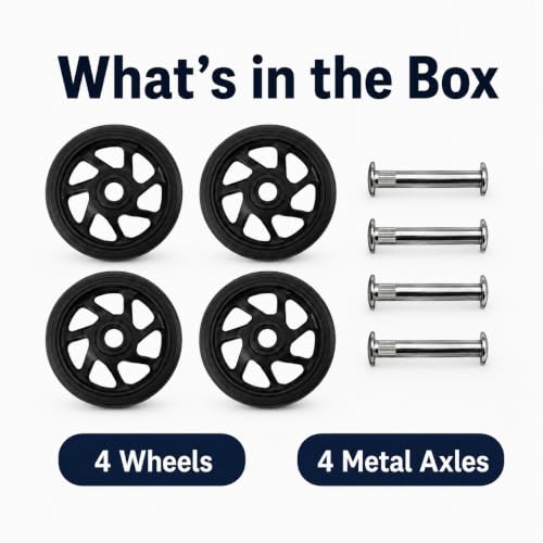 Image of 5 cm 360 Swivel Suitcase Wheels Replacement | Trolley Bag Wheel Set of 4 with Screws | Detachable Wheels for Luggage | Travel Caster Repair Kit