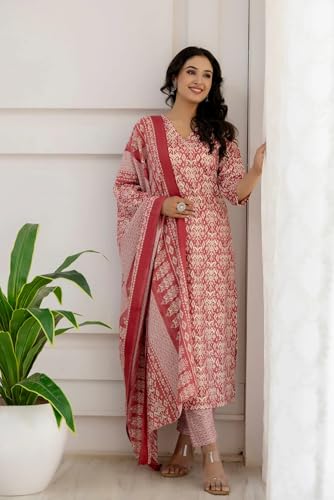 Ensemble kurta en vieux rose avec finitions cousues main et motifs Ikat haut de gamme - 5