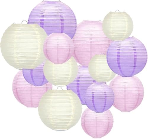 Zxyler 折りたたみ式カラーペーパーランタン 丸型 装飾用 室内・店舗・イベント パーティー 初盆・夏祭り・七夕・七五三用 (5)
