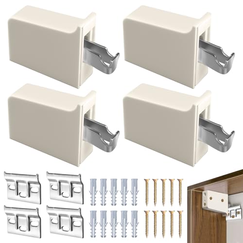 4 pcs Réglable Suspension d'armoire, Cabinet Hanging Brackets avec Rail de Support, Fixations pour Armoires Suspendues en Acier, Support Blanc D'armoire Set...