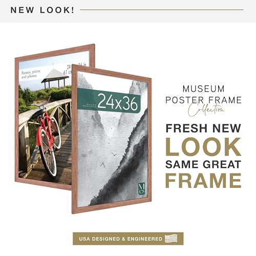 MCS Museum Poster Frame 24x36 Medium Oak, Vertical & Horizontal Wall Hanging Large Picture Frame for Photos, Posters & Art Prints (1-Pack)