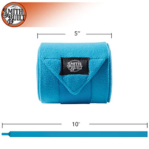 SmithBuilt Equine Fleece Polo Wraps, Turquoise - (Set of 4) Horse Leg Bandages - Thumbnail 4